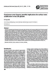 Hydrology B. Reynoldsand Earth System Sciences, 8(3), 306) © EGU  Continuous cover forestry: possible implications for surface water