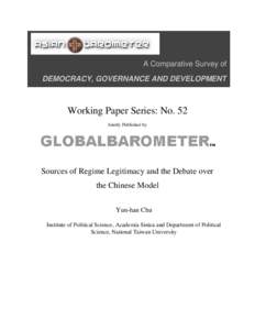 A Comparative Survey of DEMOCRACY, GOVERNANCE AND DEVELOPMENT Working Paper Series: No. 52 Jointly Published by