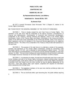 PUBLIC ACTS, 1999 CHAPTER NO. 383 HOUSE BILL NO. 951 By Representatives Brooks, Lois DeBerry Substituted for: Senate Bill No[removed]By Senator Kyle