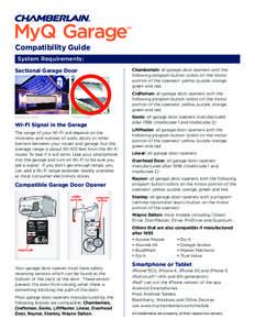 Compatibility Guide System Requirements: Sectional Garage Door Chamberlain: all garage door openers with the following program button colors on the motor