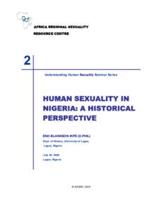 Human Sexuality in Nigeria: A Historical Perspective