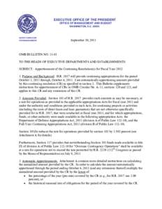 OMB Bulletin No[removed]Apportionment of the Continuing Resolution(s) for Fiscal Year 2012