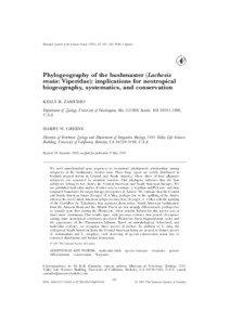 Biological Journal of the Linnean Society (1997), 62: 421–442. With 5 figures  Phylogeography of the bushmaster (Lachesis