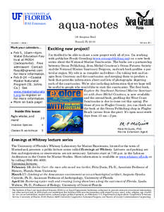 aqua-notes 150 Sawgrass Road Bunnell, FL[removed]VOLUME 11, ISSUE 1