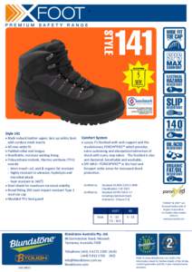 ™  Style 141  Black nubuck leather upper, lace up safety boot  Comfort System