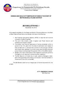 REPUBLIKA NG PILIPINAS TANGGAPAN NG PANGULO Pangasiwaan Sa Pagpapaunlad Ng Kalakhang Maynila (Metropolitan Manila Development Authority) “Kasama Ako sa Pagbabago”