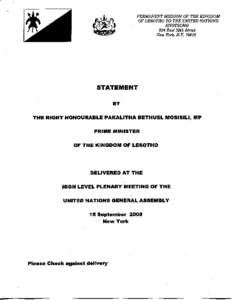 prr  PERMANENT MISSION OF THE KINGDOM OF LESOTHO TO THE UNITED NATIONS KHOTSONG 204 East 39th Street