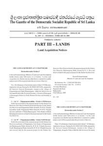 Êòé Èâ¨å Àò°åºå¾àº¨ èò ÌÄå°Éå¼û °¾Ç°ïÆà ªæÌ ÀºòÆ The Gazette of the Democratic Socialist Republic of Sri Lanka ¡ºø ïÊË