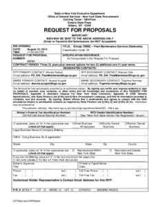 State of New York Executive Department Office of General Services - New York State Procurement Corning Tower - 38thFloor Empire State Plaza Albany, NY 12242