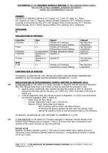 THE MINUTES OF THE ORDINARY MONTHLY MEETING OF THE GUNDAGAI SHIRE COUNCIL HELD IN THE COUNCIL CHAMBERS, GUNDAGAI ON TUESDAY, 8 APRIL 2014 COMMENCING AT 2:02 P.M. PRESENT: Councillors A.J McAlister (Chairman), D.J. Graham