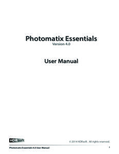 Photomatix Essentials Version 4.0 User Manual  HDR soft