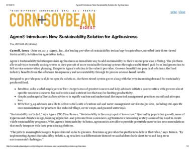 Agren® Introduces New Sustainability Solution for Agribusiness print | close