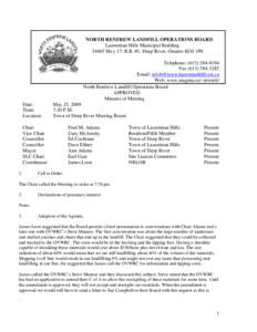 NORTH RENFREW LANDFILL OPERATIONS BOARD Laurentian Hills Municipal Building[removed]Hwy 17, R.R. #1, Deep River, Ontario KOJ 1P0 Telephone: ([removed]Fax[removed]Email: [removed]