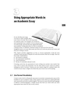 3 Using Appropriate Words in an Academic Essay 19 Using Appropriate Words in an Academic Essay