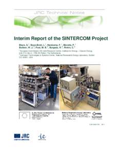 Interim Report of the SINTERCOM Project Black, G.1, Boon-Brett, L.1, Harskamp, F. 1, Moretto, P. 1 Buttner, W. J. 2, Post, M. B. 2, Burgess, R. 2, Rivkin, C[removed]European Commission, DG Joint Research Centre, Institute 