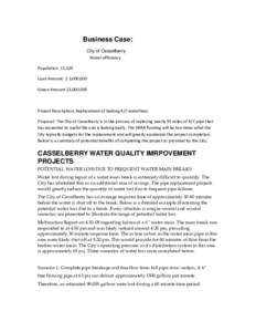Business Case: City of Casselberry Water efficiency Population: 22,629 Loan Amount: $ 3,000,000 Green Amount $3,000,000