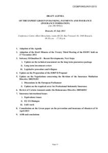 Internal Market - Insurance - Insurance Committee - Draft agenda for the 35th meeting of the Insurance Committee, Brussels, 30th June 2004