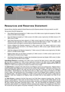 Market Release Newcrest Mining Limited 17 August[removed]Resources and Reserves Statement