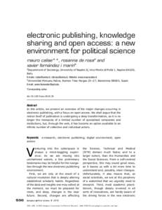 Electronic Publishing, Knowledge Sharing and Open Access: A New Environment for Political Science