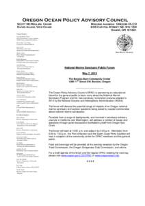 Oregon Ocean Policy Advisory Council Scott McMullen, Chair David Allen, Vice Chair Mailing Address: Oregon DLCD 635 Capitol Street NE, Ste 150