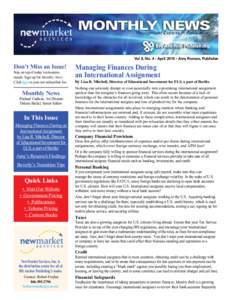 Vol 8, No. 4 - April 2015 • Amy Roman, Publisher  Don’t Miss an Issue! Stay on top of today’s relocation trends. Sign up for Monthly News.