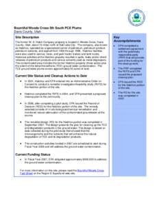 Bountiful/Woods Cross 5th South PCE Plume Davis County, Utah Site Description The former W. S. Hatch Company property is located in Woods Cross, Davis County, Utah, about 10 miles north of Salt Lake City. The company, al