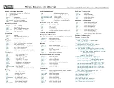 OCaml Emacs Mode (Tuareg) Generic Emacs Bindings MCSC-x C-g M-x C-h