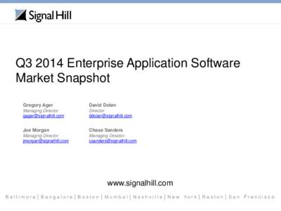 Q3 2014 Enterprise Application Software Market Snapshot Gregory Ager David Dolan