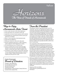 Horizons  Fall 2012 The Voice of Friends of Havenwoods Ways to Enjoy