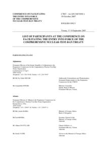 Foreign relations of Pakistan / Thomas Stelzer / Government / Comprehensive Nuclear-Test-Ban Treaty Organization Preparatory Commission / Ministry of Foreign Affairs / Vienna / Ambassador / Ramzy Ezzeldin Ramzy / Ersin Erçin / International relations / Comprehensive Nuclear-Test-Ban Treaty / International organizations