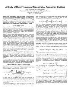 A Study of High-Frequency Regenerative Frequency Dividers Amin Q. Safarian and Payam Heydari Department of Electrical Engineering and Computer Science