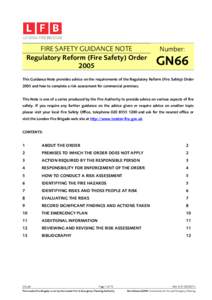 FIRE SAFETY GUIDANCE NOTE Regulatory Reform (Fire Safety) Order 2005 Number: