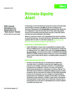 December 5, 2013  Private Equity Alert SEC Issues Guidance on