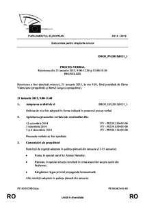 [removed]PARLAMENTUL EUROPEAN Subcomisia pentru drepturile omului  DROI_PV(2015)0121_1