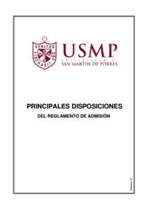 PRINCIPALES DISPOSICIONES  Edición: 22 DEL REGLAMENTO DE ADMISIÓN