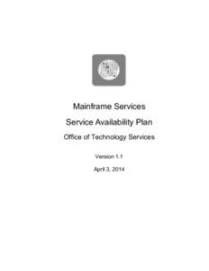 Mainframe Service Availability Plan