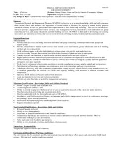 Form 383 SPECIAL SERVICE FOR GROUPS JOB ANNOUNCEMENT Title: Clinician Division: Orange County Asian and Pacific Islander Community Alliance FLSA: Non -Exempt