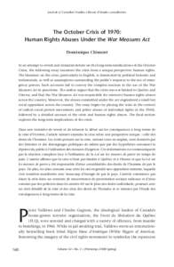 Front de libération du Québec / Robert Lemieux / War Measures Act / Pierre Laporte / Pierre Vallières / Ligue des droits et libertés / Michel Chartrand / Nô / James Cross / October Crisis / Quebec / Canada