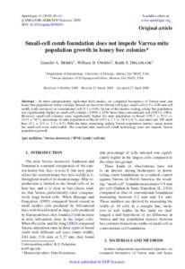 Small-cell comb foundation does not impede Varroa mite population growth in honey bee colonies