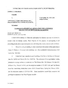 IN THE CIRCUIT COURT OF PUTNAM COUNTY, WEST VIRGINIA JAMES Z. CHILDERS, Plaintiff, Civil Action No.: 14-C-253 Judge Stowers