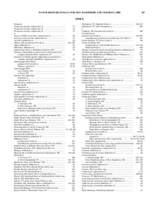 WATER RESOURCES DATA FOR NEW HAMPSHIRE AND VERMONT, [removed]INDEX Numerics