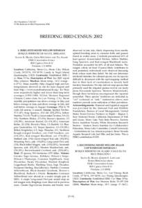 Bird Populations 7:[removed] © The Institute for Bird Populations 2006 BREEDING BIRD CENSUS: [removed]IRRIGATED MIXED WILLOW RIPARIAN BOSQUE RIBEREÑO DE SAUCE, IRRIGADO