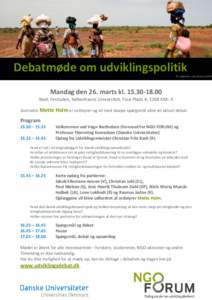 Debatmøde om udviklingspolitik  © Catherine-Lune Grayson/IRIN Mandag den 26. marts klSted: Festsalen, Københavns Universitet, Frue Plads 4, 1168 Kbh. K