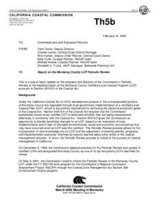 STATE OF CALIFORNIA—THE RESOURCES AGENCY  GRAY DAVIS, GOVERNOR CALIFORNIA COASTAL COMMISSION 45 FREMONT, SUITE 2000