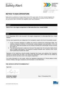 Safety Alert - Risk of fire in the engine compartment of Mercedes Benz bus