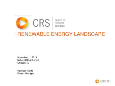 RENEWABLE ENERGY LANDSCAPE  November 11, 2013 National CCA Summit Chicago, IL
