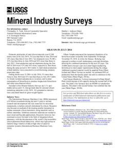 Mineral Industry Surveys For information, contact: Christopher A. Tuck, Silicon Commodity Specialist National Minerals Information Center U.S. Geological Survey 989 National Center