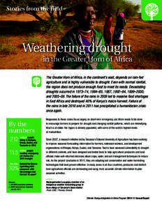 Stories from the field  Weathering drought in the Greater Horn of Africa The Greater Horn of Africa, in the continent’s east, depends on rain-fed agriculture and is highly vulnerable to drought. Even with normal rainfa