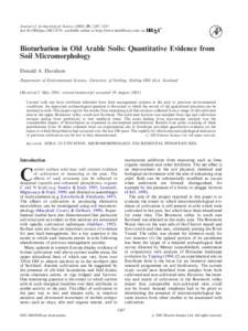 Journal of Archaeological Science, 1247–1253 doi:jasc, available online at http://www.idealibrary.com on Bioturbation in Old Arable Soils: Quantitative Evidence from Soil Micromorphology Don