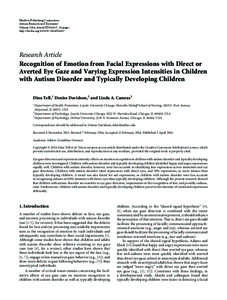 Recognition of Emotion from Facial Expressions with Direct or Averted Eye Gaze and Varying Expression Intensities in Children with Autism Disorder and Typically Developing Children